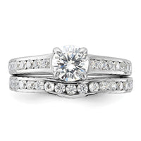 Sterling Silver Rhodium-plated 2-Piece CZ Size 6 Wedding Set Ring