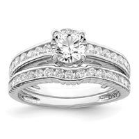 Sterling Silver Rhodium-plated 2-Piece CZ Size 8 Wedding Set Ring