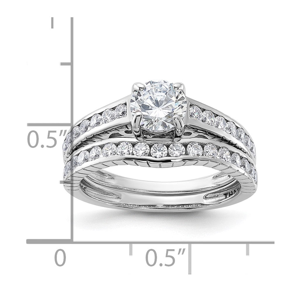 Sterling Silver Rhodium-plated 2-Piece CZ Size 6 Wedding Set Ring