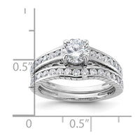 Sterling Silver Rhodium-plated 2-Piece CZ Size 6 Wedding Set Ring