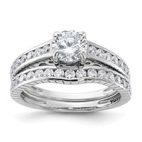 Sterling Silver Rhodium-plated 2-Piece CZ Size 6 Wedding Set Ring