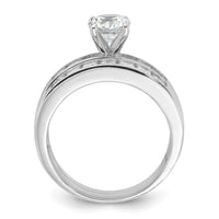 Sterling Silver Rhodium Plated 2-Piece CZ Wedding Ring Set