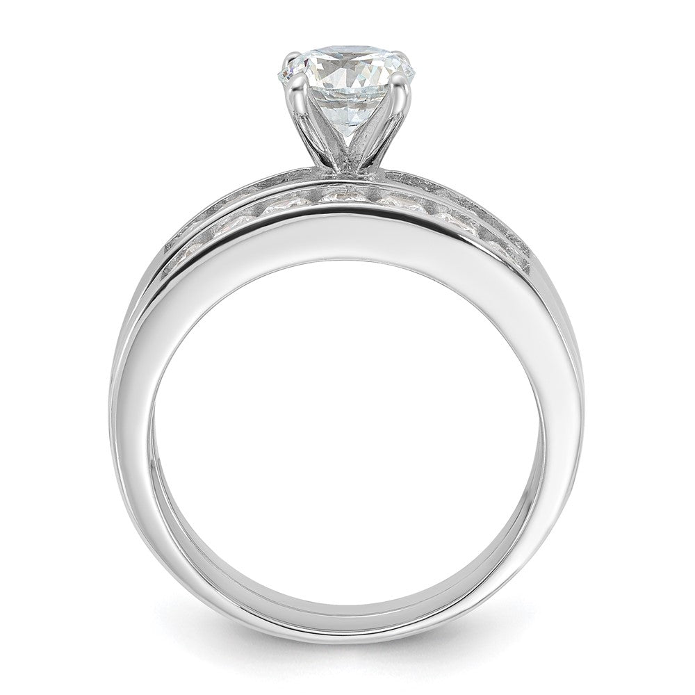 Sterling Silver Rhodium Plated 2-Piece CZ Wedding Ring Set