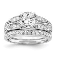 Sterling Silver Rhodium-plated 2-Piece CZ Wedding Set Ring
