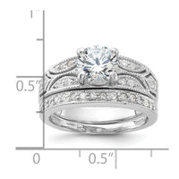 Sterling Silver Rhodium-plated 2-Piece CZ Wedding Set Ring