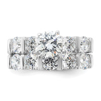 Sterling Silver Rhodium-plated 2-Piece CZ Wedding Set Ring