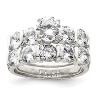 Sterling Silver Rhodium-plated 2-Piece CZ Wedding Set Ring