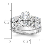 Sterling Silver Rhodium-plated 2-Piece CZ Wedding Set Ring