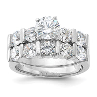 Sterling Silver Rhodium-plated 2-Piece CZ Wedding Set Ring