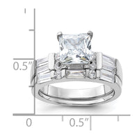 Sterling Silver Rhodium-plated CZ 2 Piece Wedding Ring Set