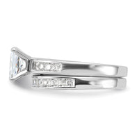 Sterling Silver Rhodium-plated 2-Piece CZ Size 7 Wedding Set Ring