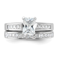 Sterling Silver Rhodium-plated 2-Piece CZ Size 8 Wedding Set Ring