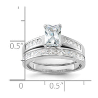 Sterling Silver Rhodium-plated 2-Piece CZ Size 6 Wedding Set Ring