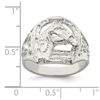 Sterling Silver Horseshoe with Horse Head Ring