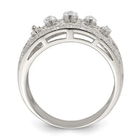 Sterling Silver Rhodium-plated Polished CZ Vintage Ring