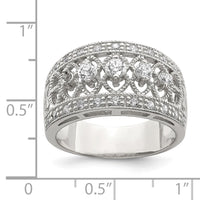 Sterling Silver Rhodium-plated Polished CZ Vintage Ring