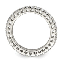 Sterling Silver Rhodium-plated CZ Ring