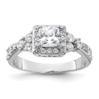 Sterling Silver Rhodium-plated Square CZ Ring