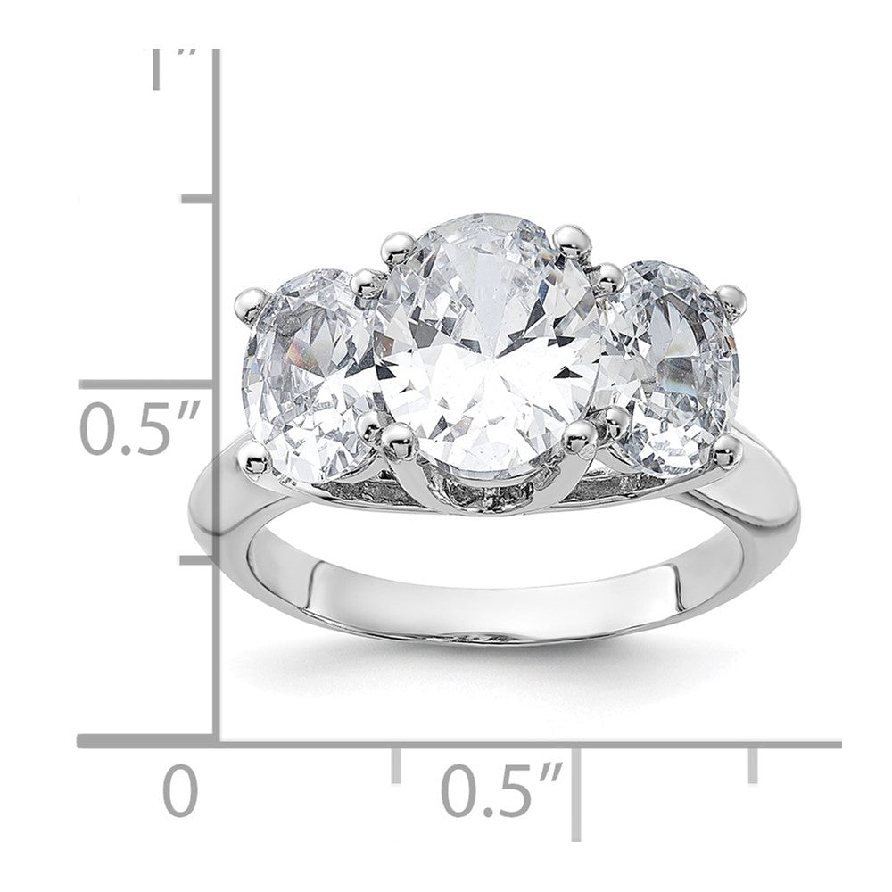 Sterling Silver Rhodium-plated 3 Stone CZ Ring