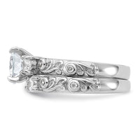 Sterling Silver Rhodium-plated 2-piece CZ Wedding Ring