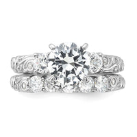 Sterling Silver Rhodium-plated 2-piece CZ Wedding Ring
