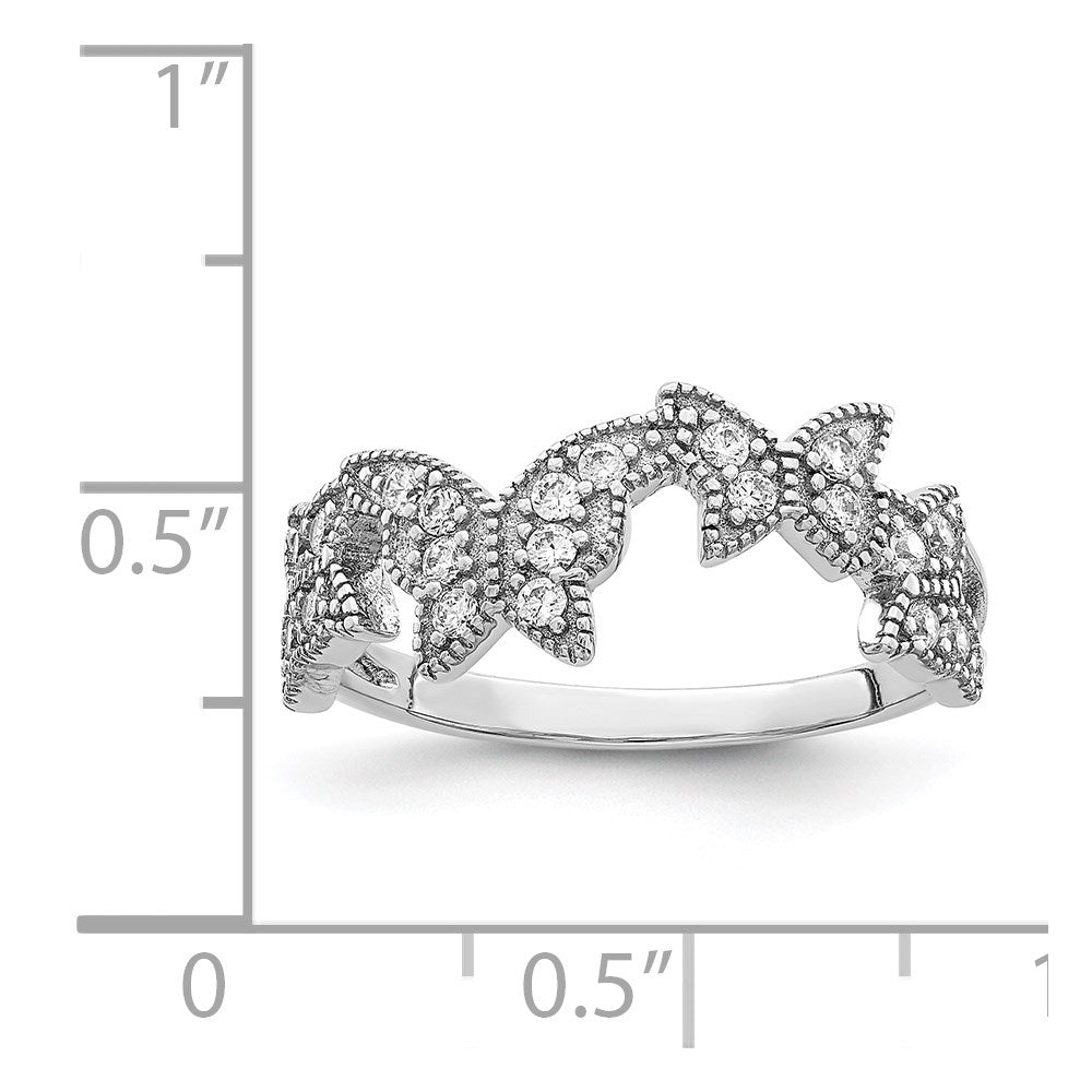 Sterling Silver Rhodium-plated Butterfly CZ Ring