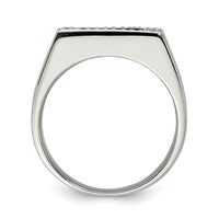 Sterling Silver Rhodium-plated Men's CZ & Onyx Ring