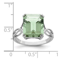 Sterling Silver Rhodium Green Quartz Ring