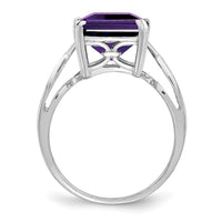 Sterling Silver Rhodium-plated Amethyst Ring