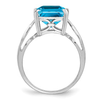 Sterling Silver Rhodium Blue Topaz Ring