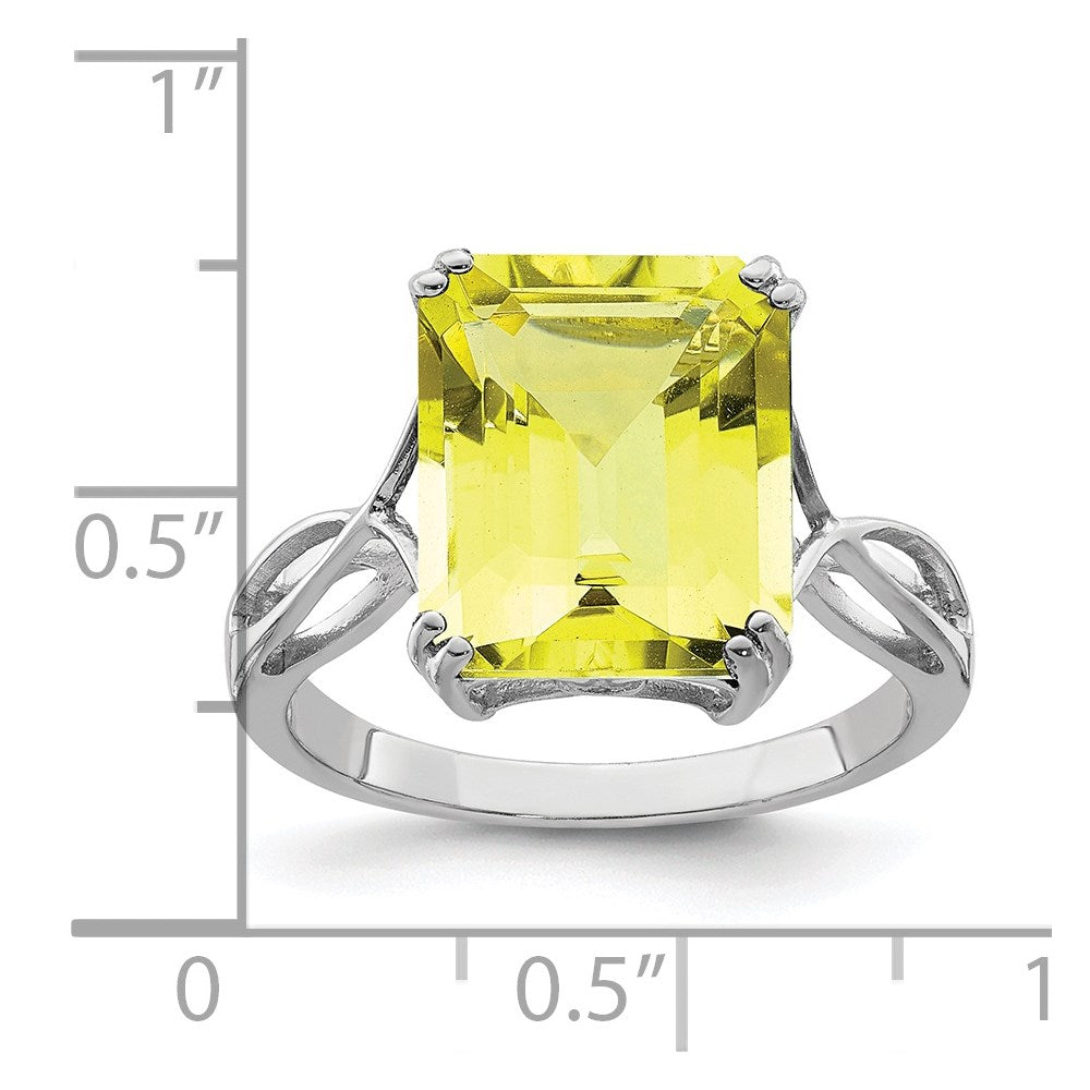 Sterling Silver Rhodium Lemon Quartz Ring