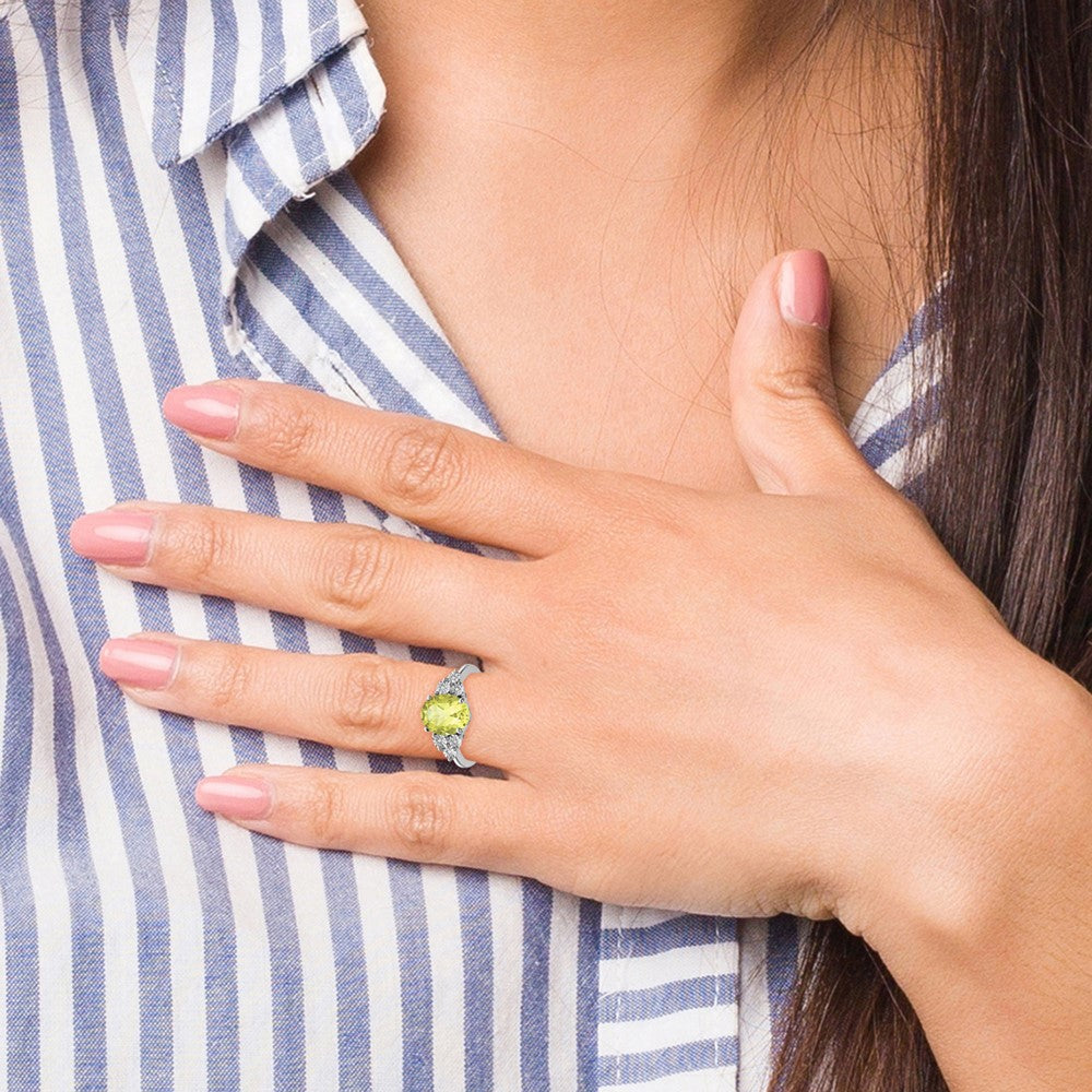 Sterling Silver Rhodium Diam. & Lemon Quartz Ring