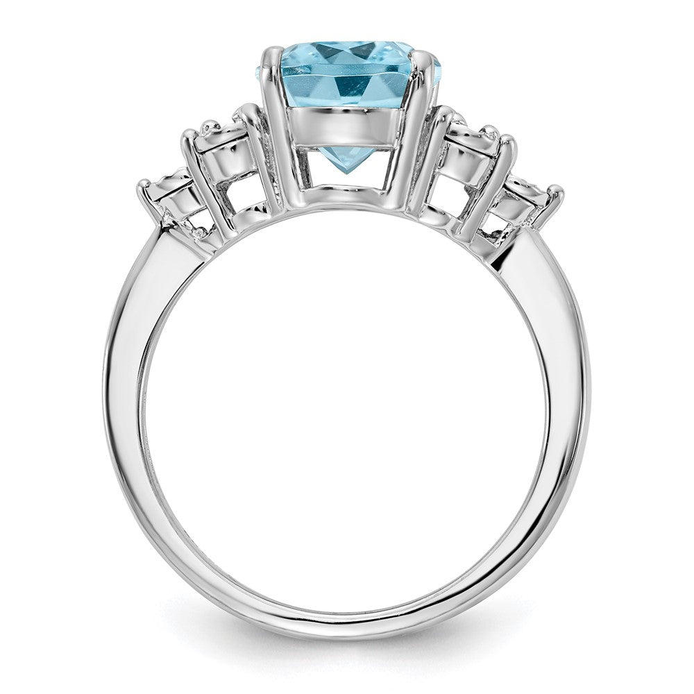 Sterling Silver Rhodium Diam. & Sky Blue Topaz Ring