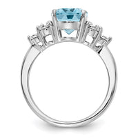 Sterling Silver Rhodium Diam. & Sky Blue Topaz Ring