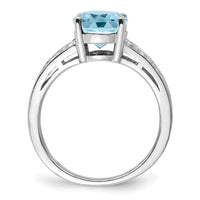 Sterling Silver Rhodium Diam. & Sky Blue Topaz Ring