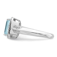 Sterling Silver Rhodium Diam. & Sky Blue Topaz Ring