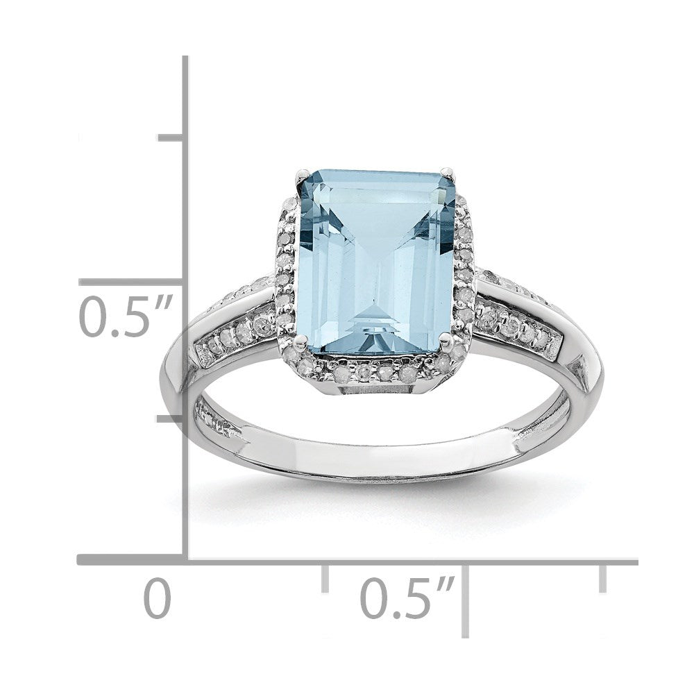 Sterling Silver Rhodium Diam. & Sky Blue Topaz Ring