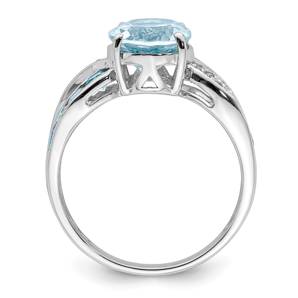 Sterling Silver Rhodium Diam. & Sky Blue Topaz Ring