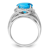 Sterling Silver Rhodium Blue Topaz Ring