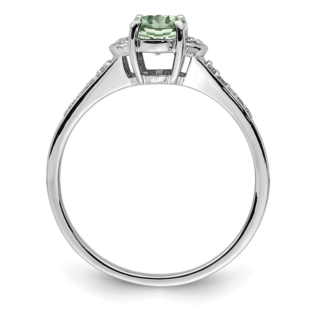 Sterling Silver Rhodium Green Quartz & Diam. Ring