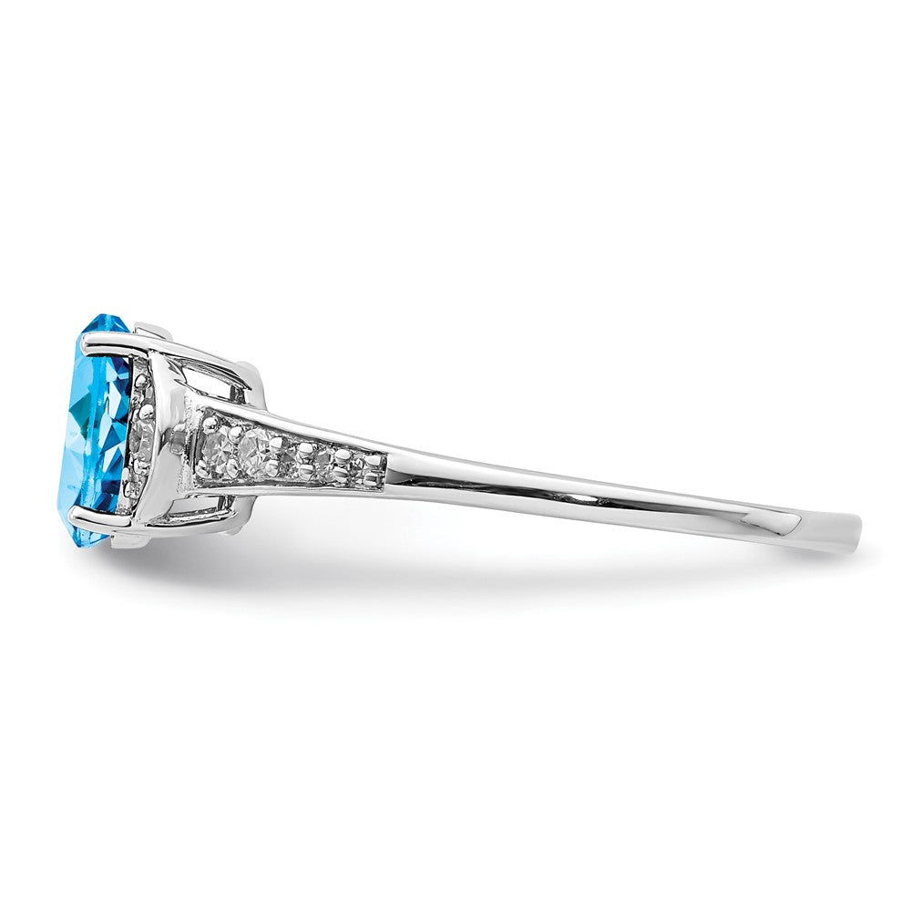 Sterling Silver Rhodium Blue Topaz & Diam. Ring