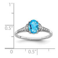 Sterling Silver Rhodium Blue Topaz & Diam. Ring