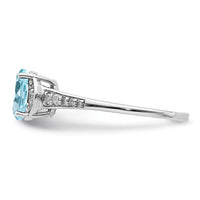 Sterling Silver Rhodium Diam. & Sky Blue Topaz Ring