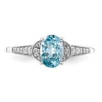Sterling Silver Rhodium Diam. & Sky Blue Topaz Ring