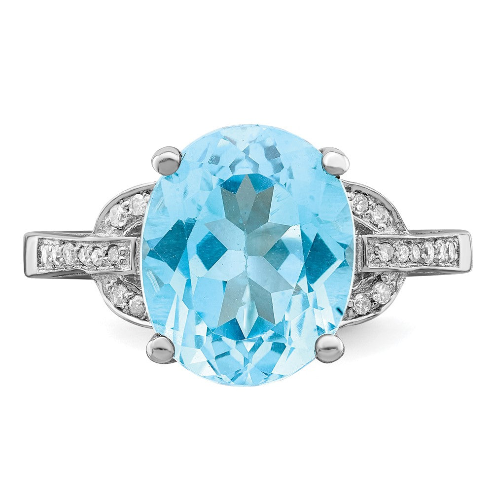Sterling Silver Rhodium Sky Blue Topaz & Diam. Ring