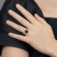 Sterling Silver Rhodium Smoky Quartz & Diam. Ring