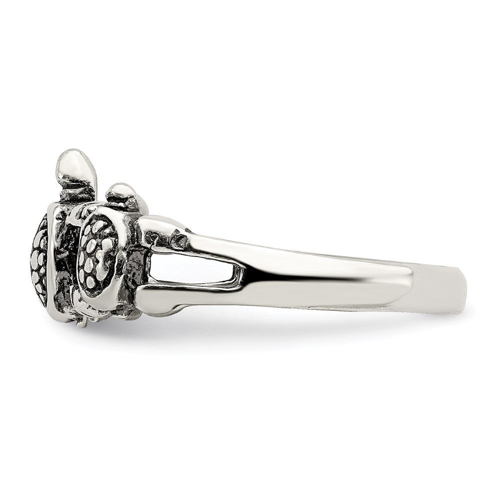Sterling Silver Antiqued Turtle Ring