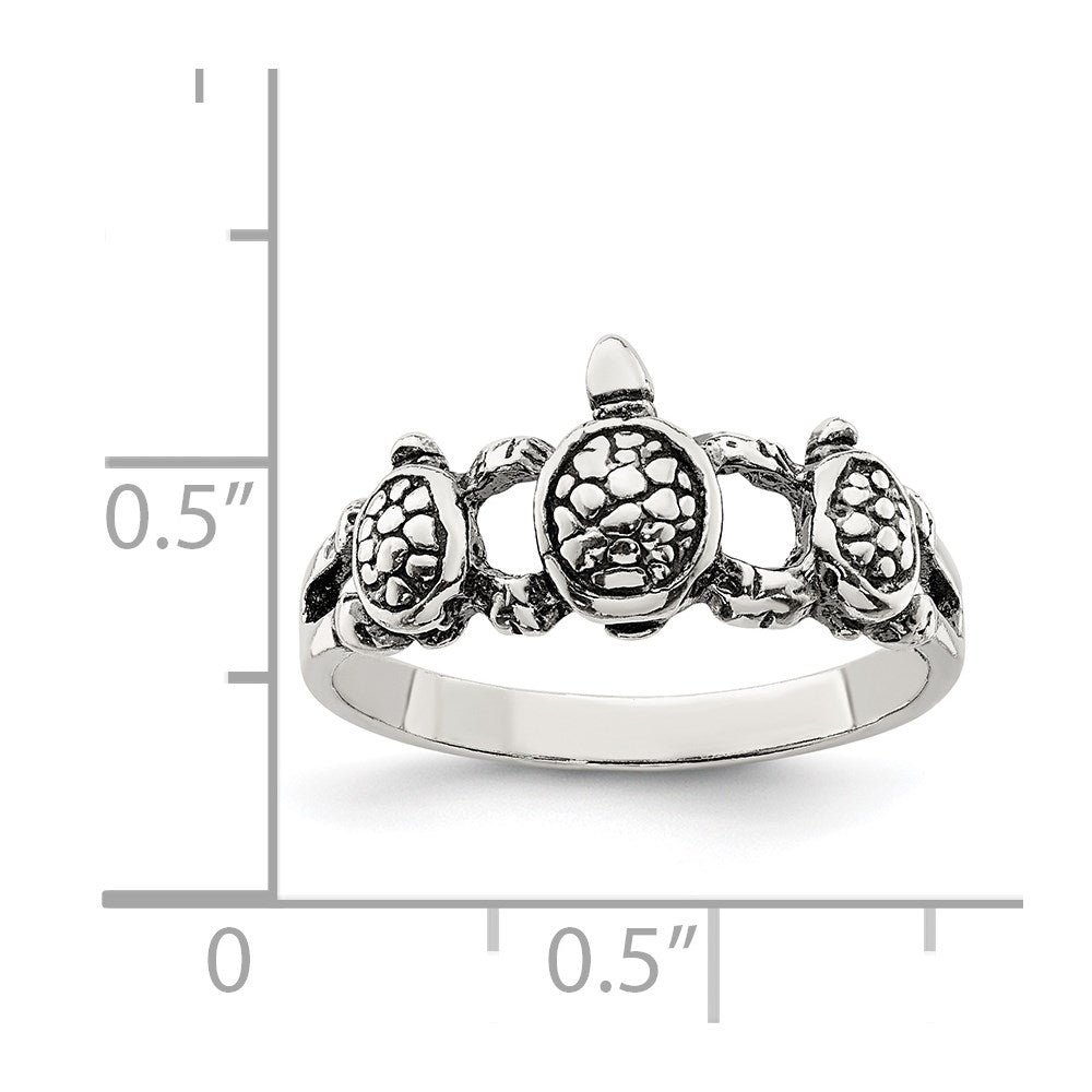 Sterling Silver Antiqued Turtle Ring