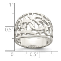 Sterling Silver Rhodium-plated Swirl Ring