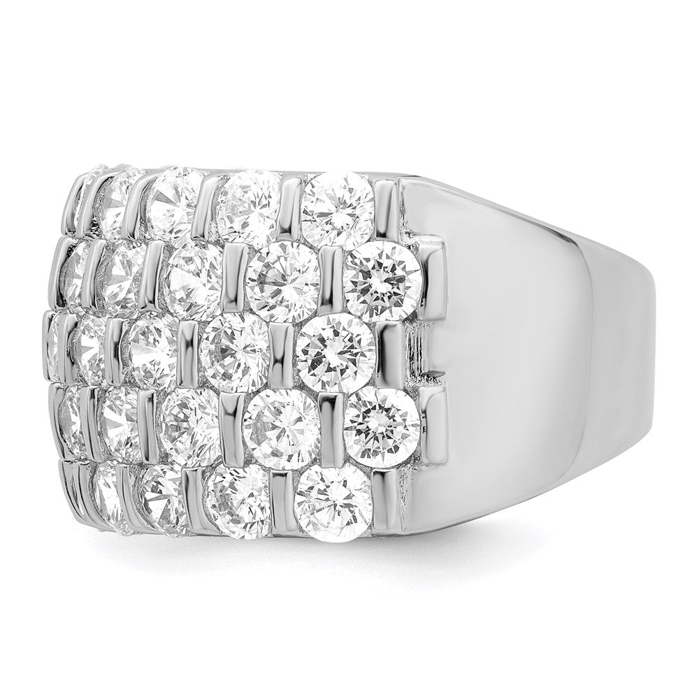 Sterling Silver Rhodium-plated CZ Wide Band Ring